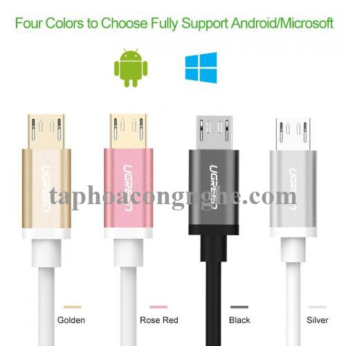 Ugreen 30659 0.5M màu Vàng Cáp sạc truyền dữ liệu USB 2.0 sang MICRO USB đầu mạ vàng US134 30030659
